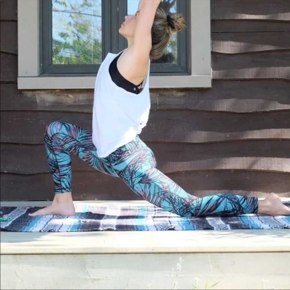 Lululemon- Inspire Crop II In Palm Lace Tofino Teal Multi- 4